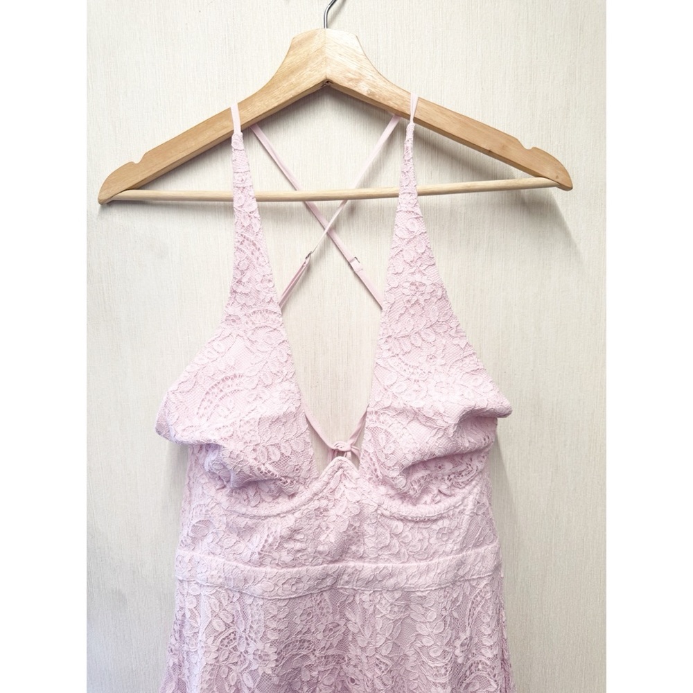NWT For Love & Lemons Carmela Mini Pink Lace Halter Dress, Size‎ Large - Picture 4 of 11